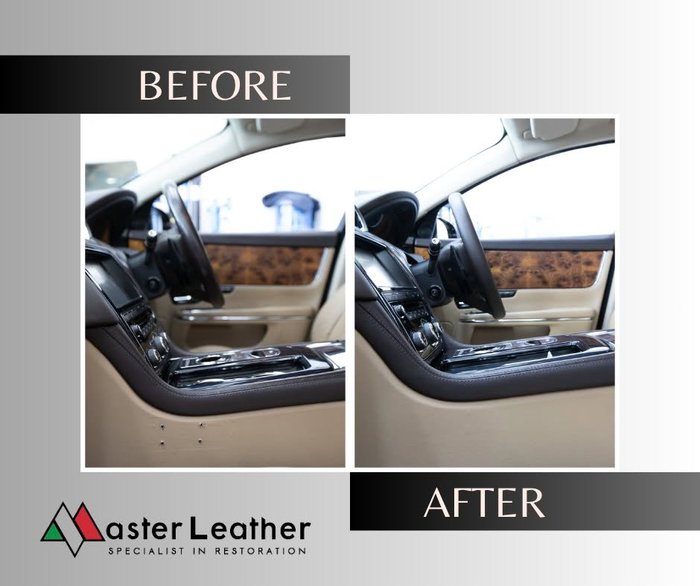 Jaguar door panel and console leather restoration