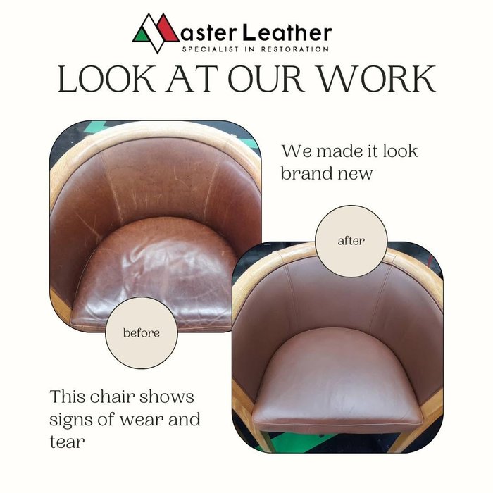 Brown leather armchair restoration